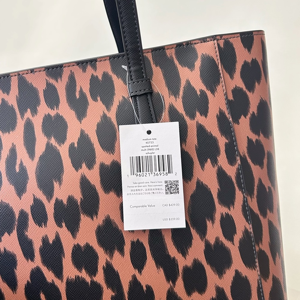 ♠️Kate Spade Schuyler Leopard Spotted Animal Printed Medium Tote Bag NWT - Picture 6 of 7